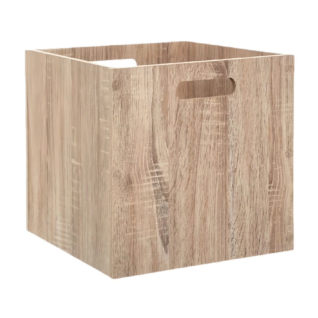 Wood Storage Bin with Cutout Handles, Square Organizer Box